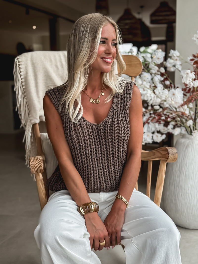 Pull sans manches Loreine - Café