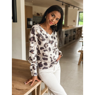 Pull à motif léopard Azura - Beige