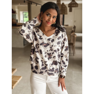 Pull à motif léopard Azura - Beige