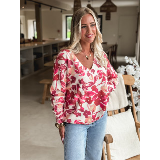 Pull à motif Anora - Ecru/Rose