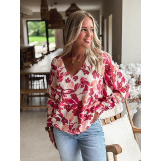 Pull à motif Anora - Ecru/Rose