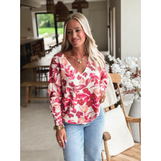 Pull à motif Anora - Ecru/Rose