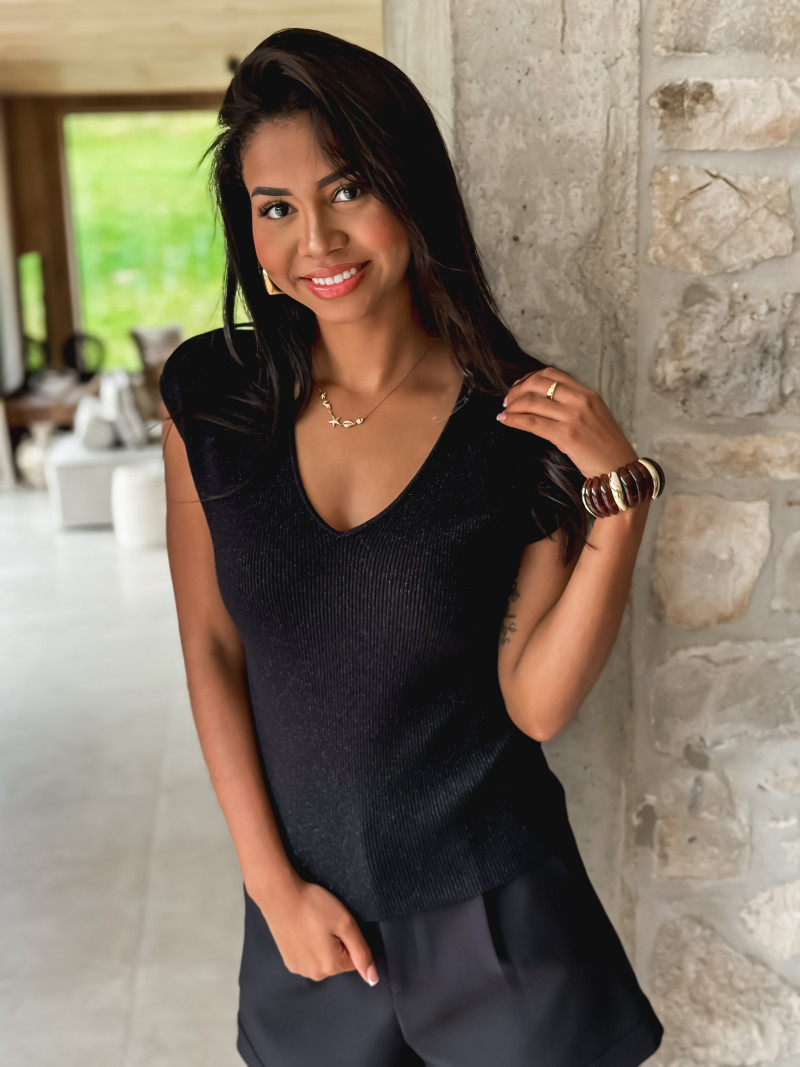 Pull sans manches Laélia - Noir