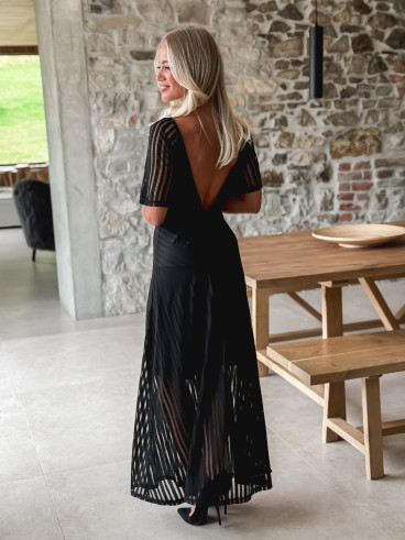 Robe longue lignée Jaïna - Noir