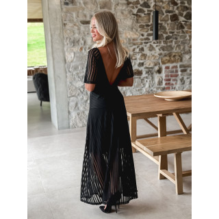 Robe longue lignée Jaïna - Noir