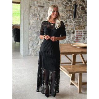 Robe longue lignée Jaïna - Noir