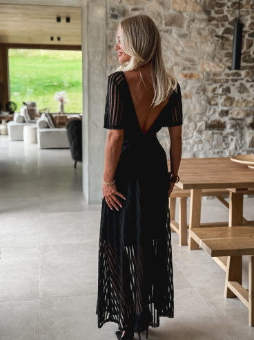 Robe longue lignée Jaïna - Noir