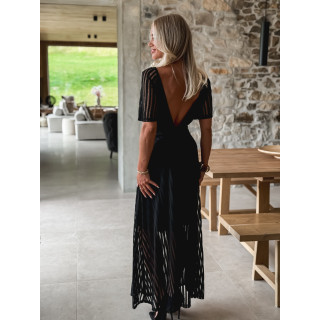 Robe longue lignée Jaïna - Noir
