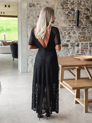 Robe longue lignée Jaïna - Noir