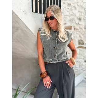 Gilet en jeans Estela - Gris foncé