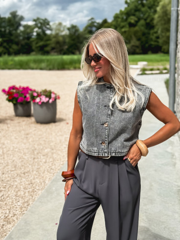 Gilet en jeans Estela - Gris foncé