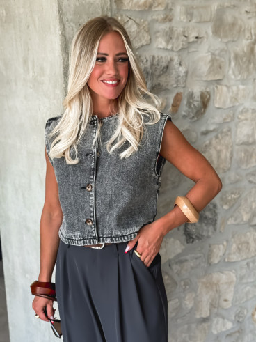 Gilet en jeans Estela - Gris foncé