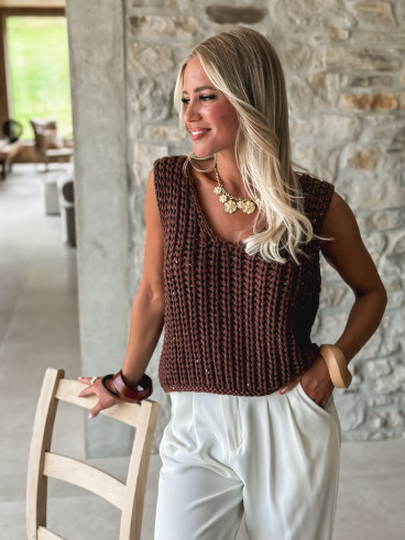 Pull sans manches Loreine - Chocolat