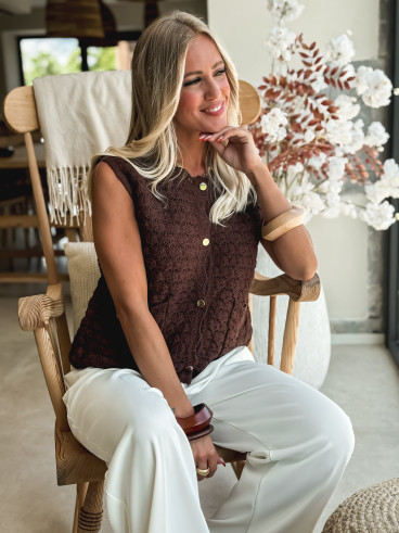 Gilet sans manches Enissa - Chocolat
