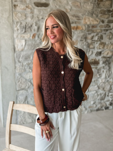 Gilet sans manches Enissa - Chocolat