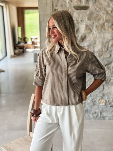 Chemise lignée Lénaé - Chocolat