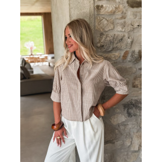 Chemise lignée manches courtes Malorine - Chocolat