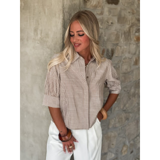 Chemise lignée manches courtes Malorine - Chocolat