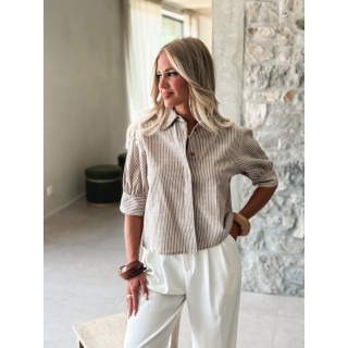 Chemise lignée manches courtes Malorine - Chocolat