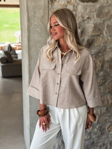 Chemise lignée Malorine - Chocolat