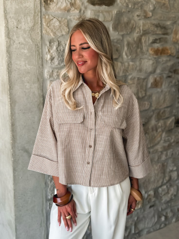 Chemise lignée Malorine - Chocolat