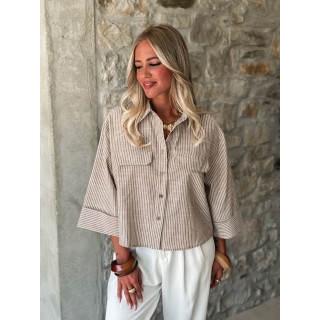 Chemise lignée Malorine - Beige/Blanc