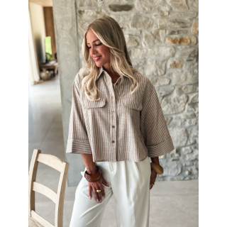 Chemise lignée Malorine - Beige/Blanc