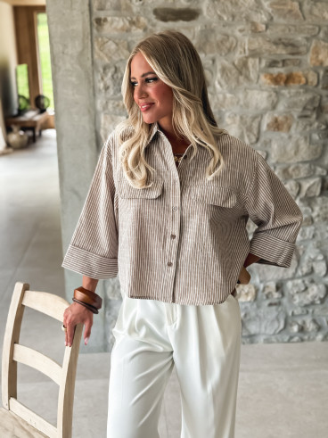 Chemise lignée Malorine - Chocolat