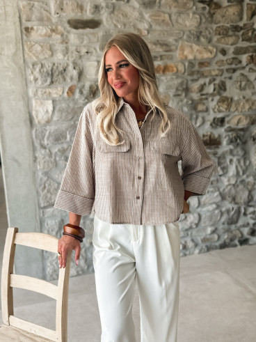 Chemise lignée Malorine - Chocolat