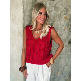 Pull sans manches Loreine - Rouge