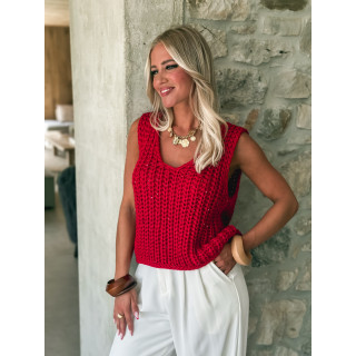 Pull sans manches Loreine - Rouge