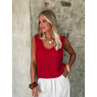 Pull sans manches Loreine - Rouge