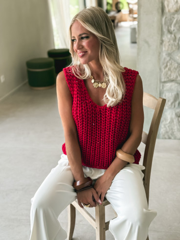 Pull sans manches Loreine - Rouge