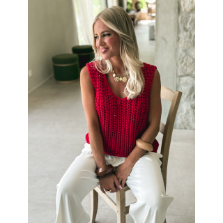 Pull sans manches Loreine - Rouge