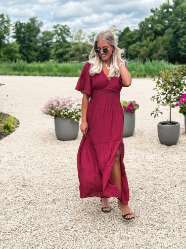 Robe longue Sadya - Bordeaux