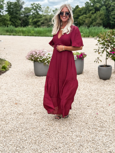 Robe longue Sadya - Bordeaux