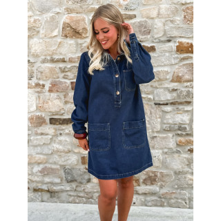 Robe courte en jeans Lénaëlle - Bleu foncé