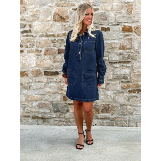 Robe courte en jeans Lénaëlle - Bleu foncé