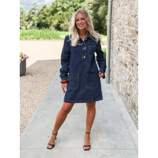 Robe courte en jeans Lénaëlle - Bleu foncé