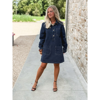 Robe courte en jeans Lénaëlle - Bleu foncé