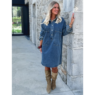 Robe courte en jeans Laïla - Bleu