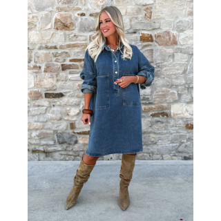 Robe courte en jeans Laïla - Bleu
