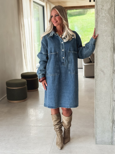 Robe courte en jeans Laïla - Bleu
