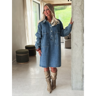 Robe courte en jeans Laïla - Bleu
