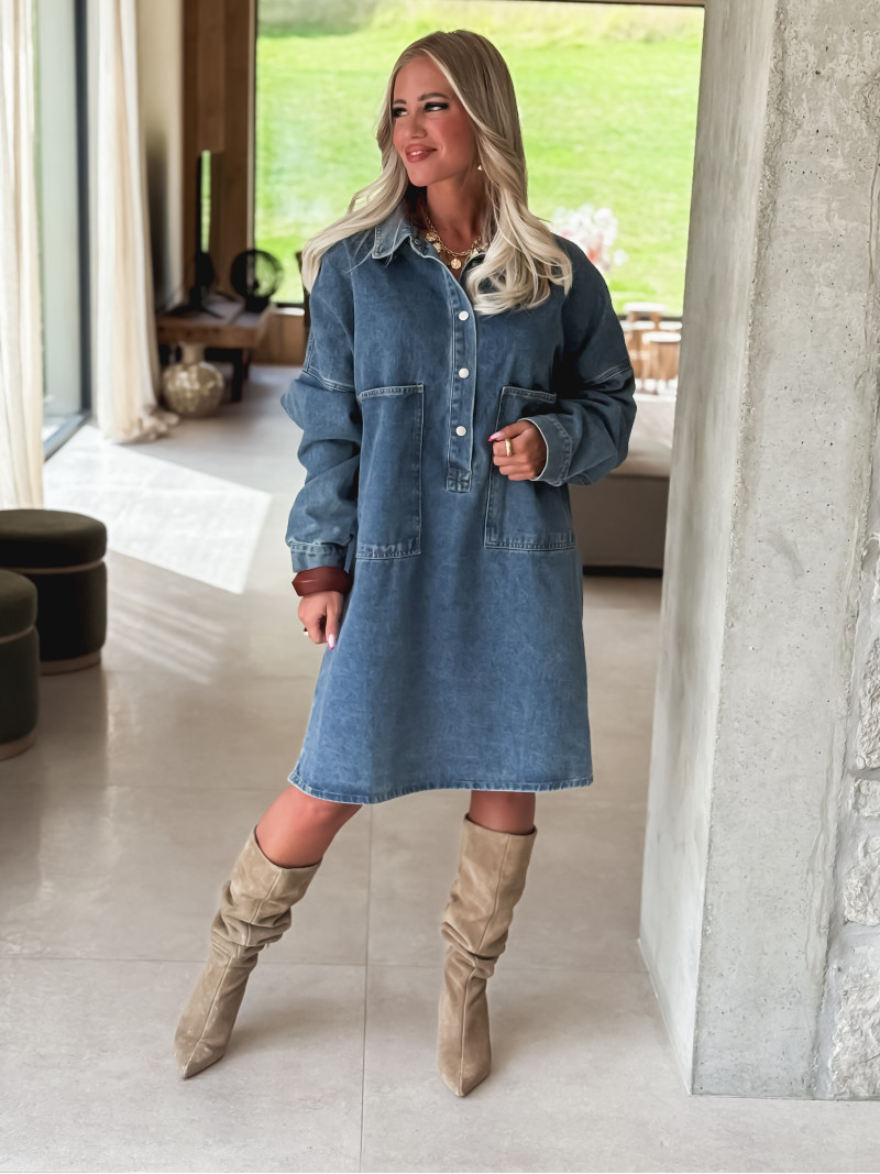 Robe courte en jeans Laïla - Bleu