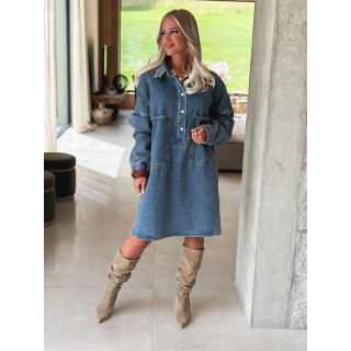 Robe courte en jeans Laïla - Bleu