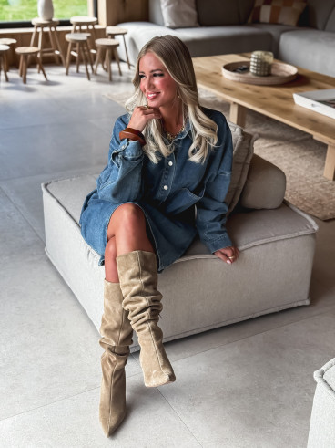 Robe courte en jeans Laïla - Bleu