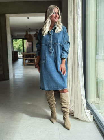Robe courte en jeans Laïla - Bleu