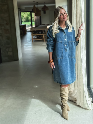 Robe courte en jeans Laïla - Bleu