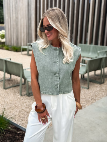 Gilet en jeans Estela - Kaki foncé